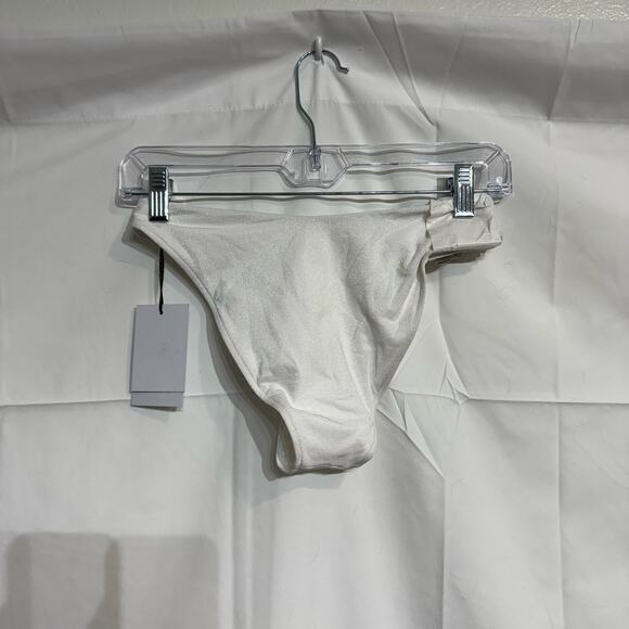 Revel Rey Iridescent White Hayes Belted Bikini Bottom Sz M NWT - Picture 8 of 10